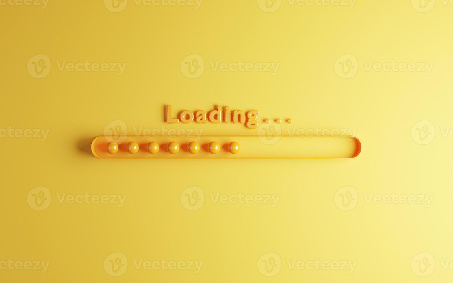 Flat design of Yellow loading icon or download bar for technology and business progressive concept by 3d render. photo