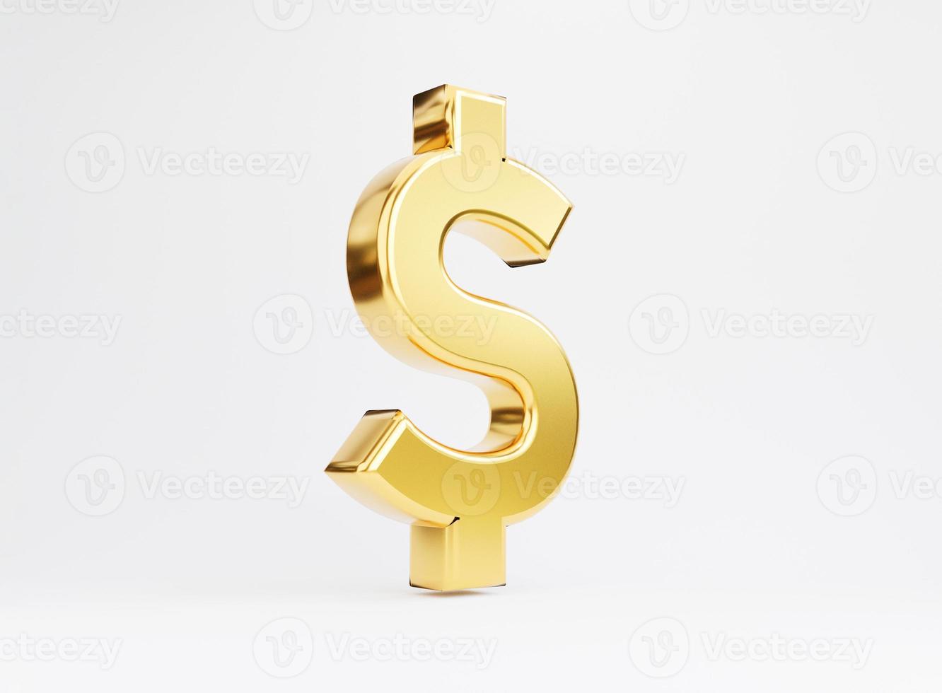 aislado del símbolo de signo de dólar dorado sobre fondo blanco, usd es el principal cambio de moneda en el mundo para el concepto empresarial y económico por 3d render. foto