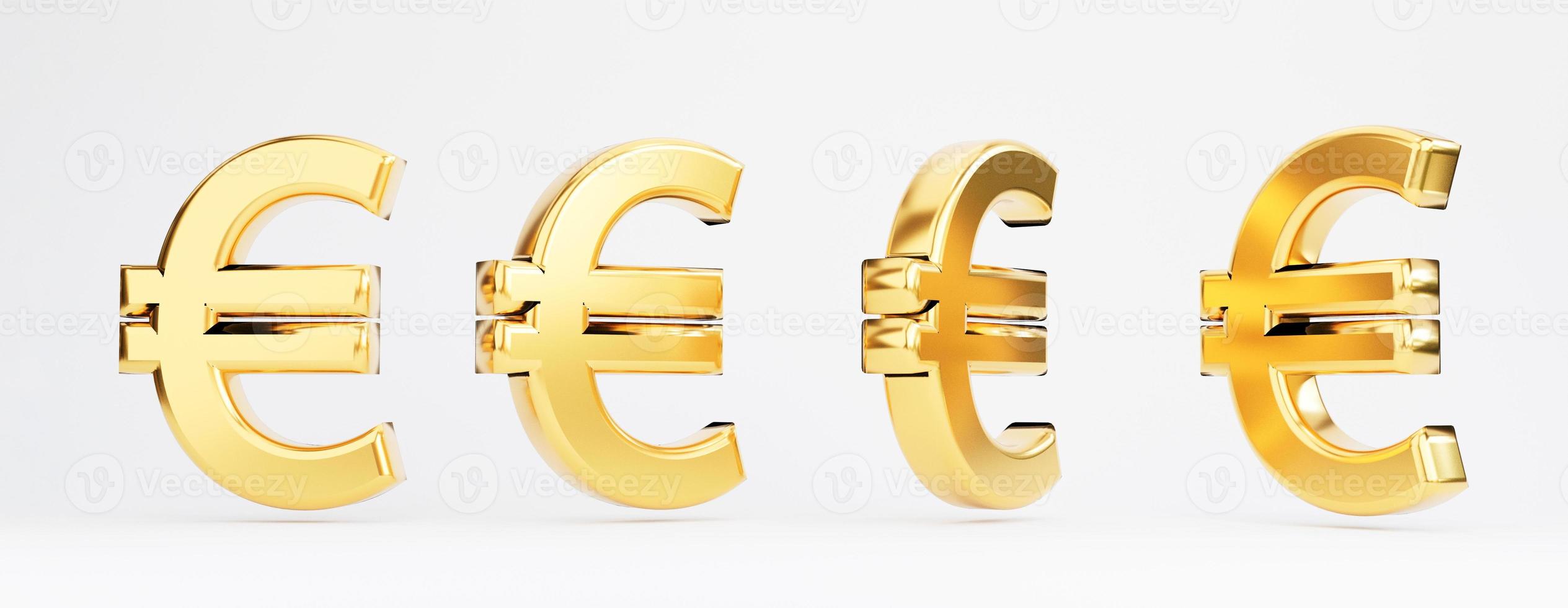 Closeup of Isolated set of Euro sign on white background , Euro is main European Union or Euro zone  with clipping path by 3d render. photo