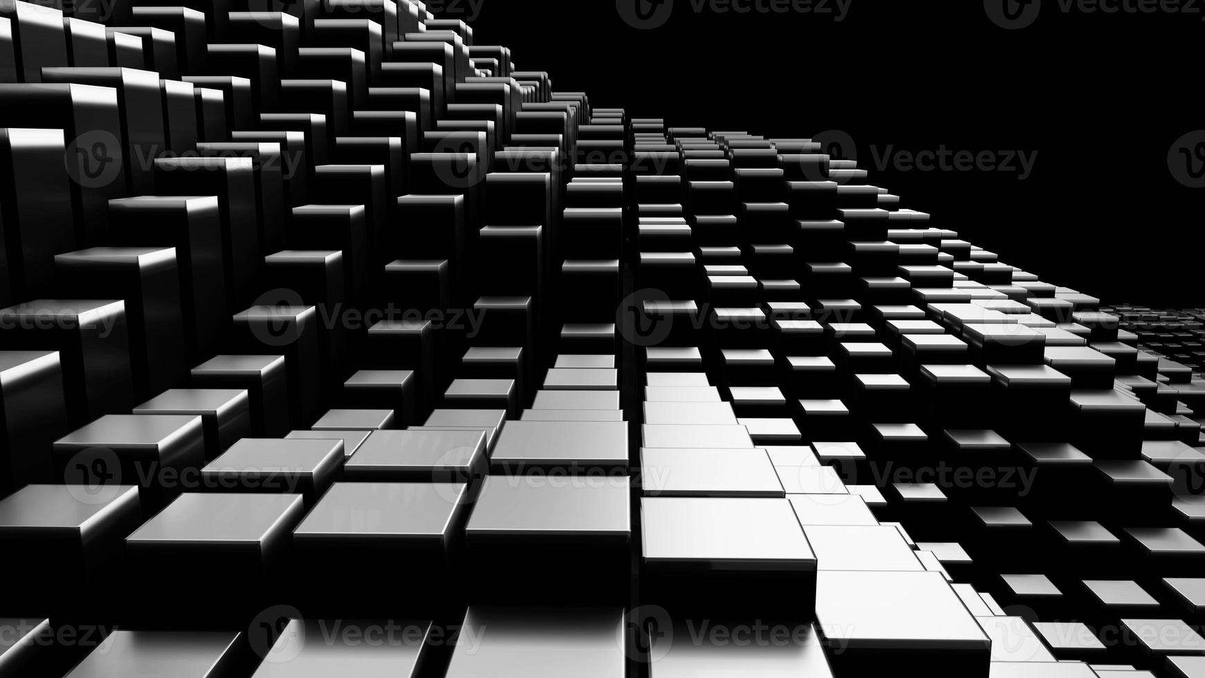 fondo abstracto de patrón de onda de bloque de cubo negro aleatorio, representación de ilustración 3d foto