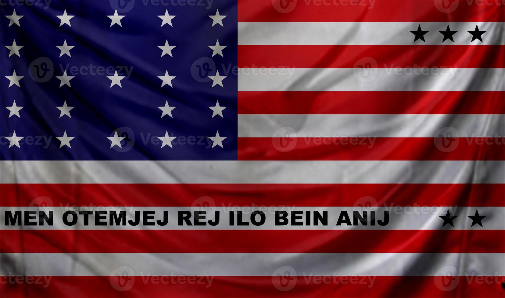 Bikini Atoll flag waving. Background for patriotic and national design photo