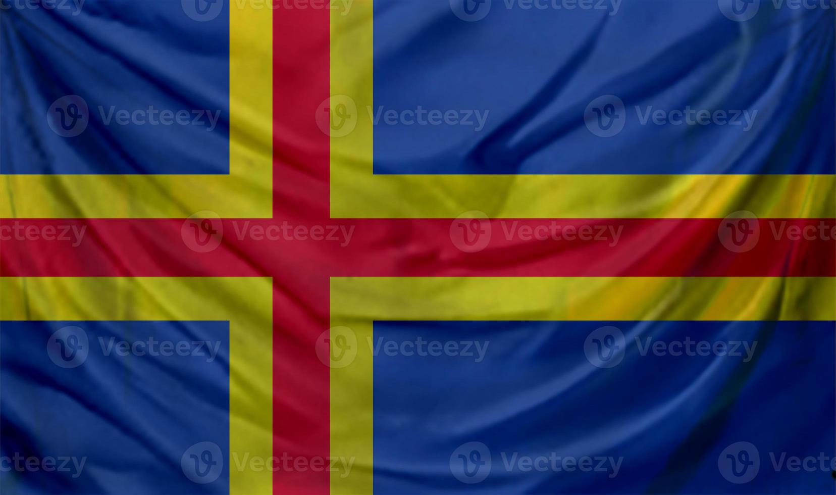 Aland flag waving. Background for patriotic and national design photo