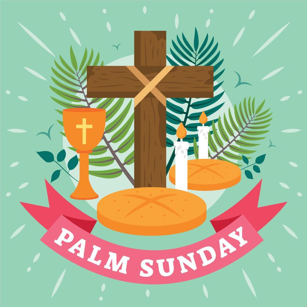 Palm Sunday with Cross Template 6860718 Vector Art at Vecteezy