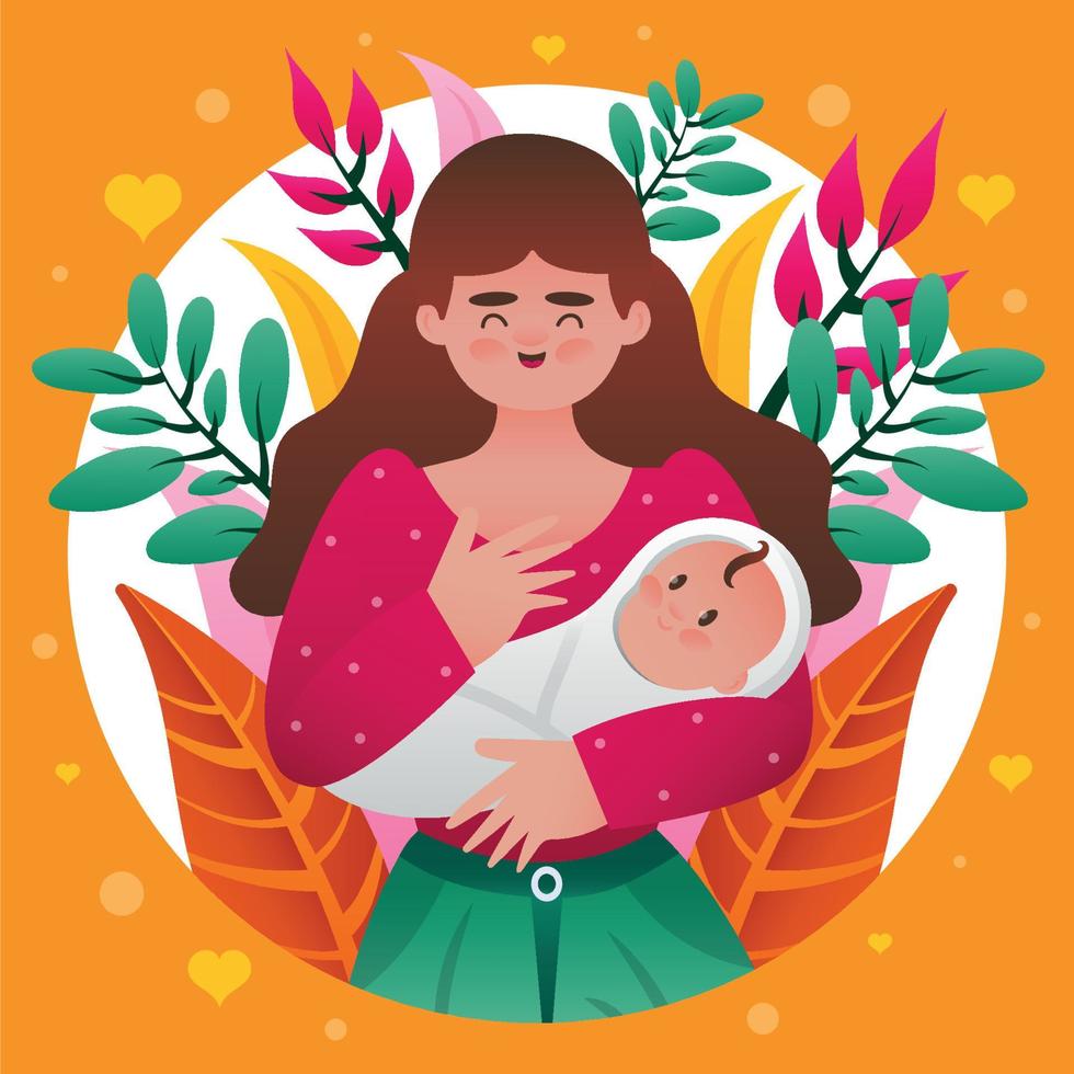 Mom and Baby Background Template vector