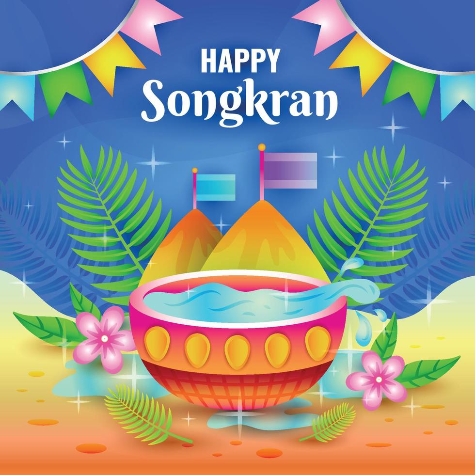 Happy Songkran Background Template vector