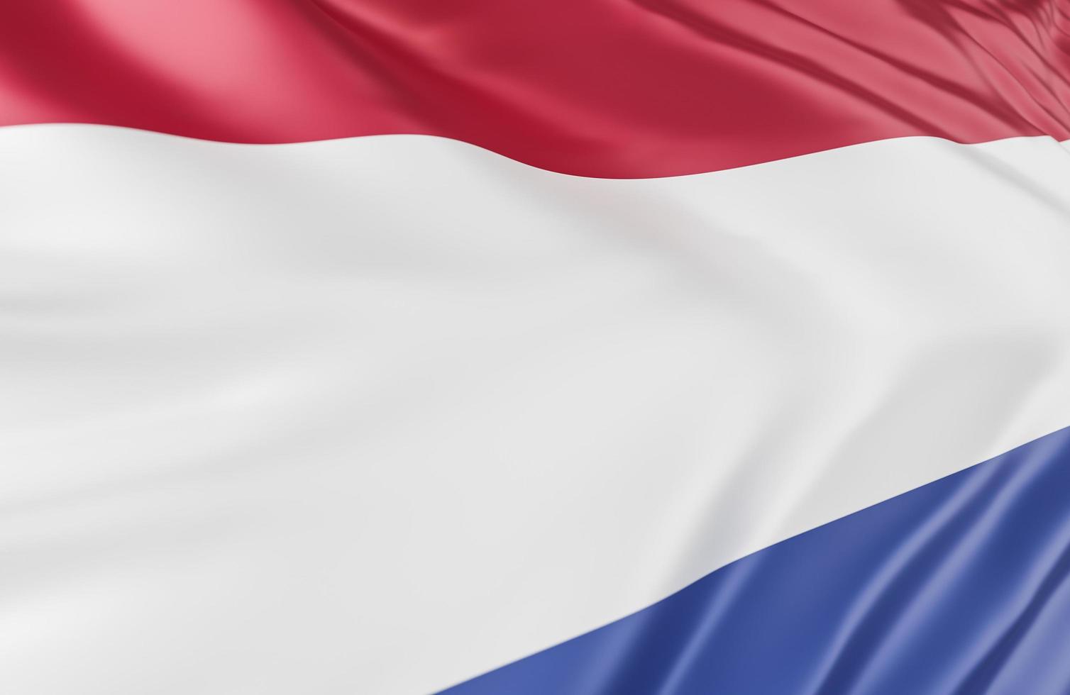 Beautiful Netherlands Flag Wave Close Up on banner background with copy space.,3d model and illustration. photo