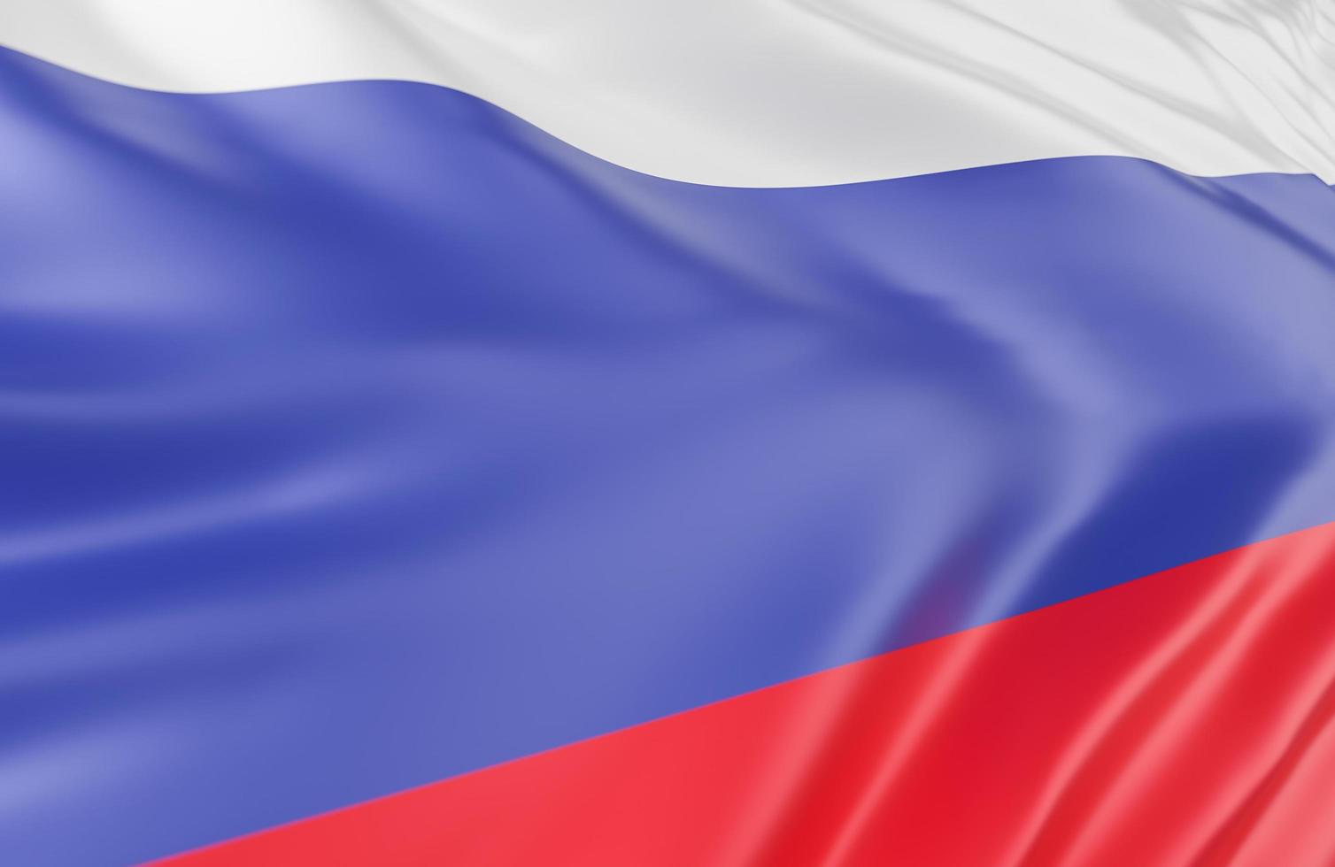 Beautiful Russian Federation Flag Wave Close Up on banner background with copy space.,3d model and illustration. photo