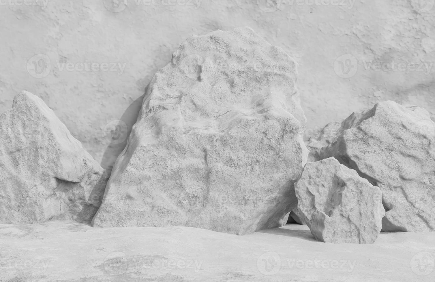 Abstract empty room grey stone wall background grunge texture style.,3d model and illustration. photo