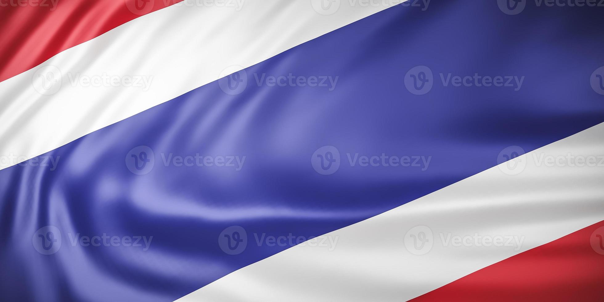 Beautiful Thailand Flag Wave Close Up on banner background with copy space.,3d model and illustration. photo