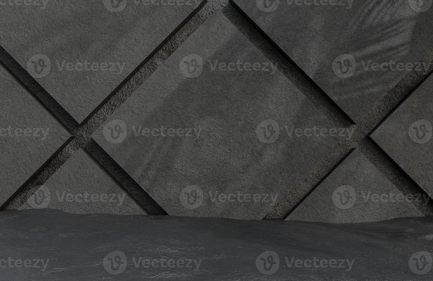 Abstract empty room black stone wall background grunge texture style.,3d model and illustration. photo