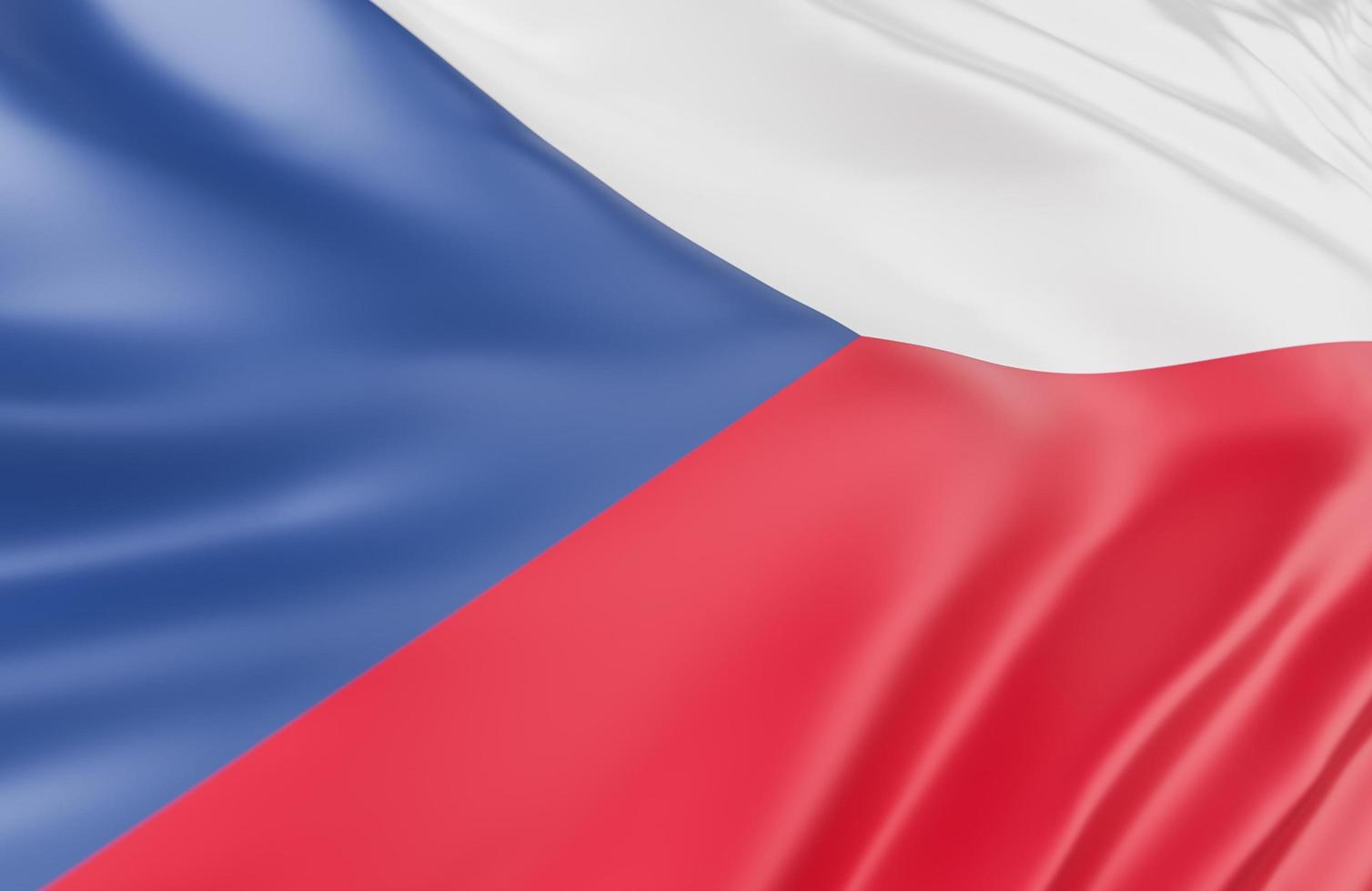 Beautiful Czech republic Flag Wave Close Up on banner background with copy space.,3d model and illustration. photo