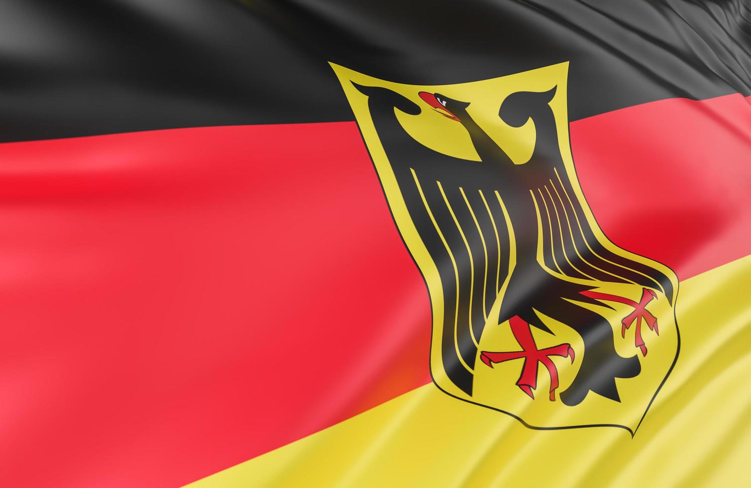 Beautiful Germany Flag Wave Close Up on banner background with copy space.,3d model and illustration. photo