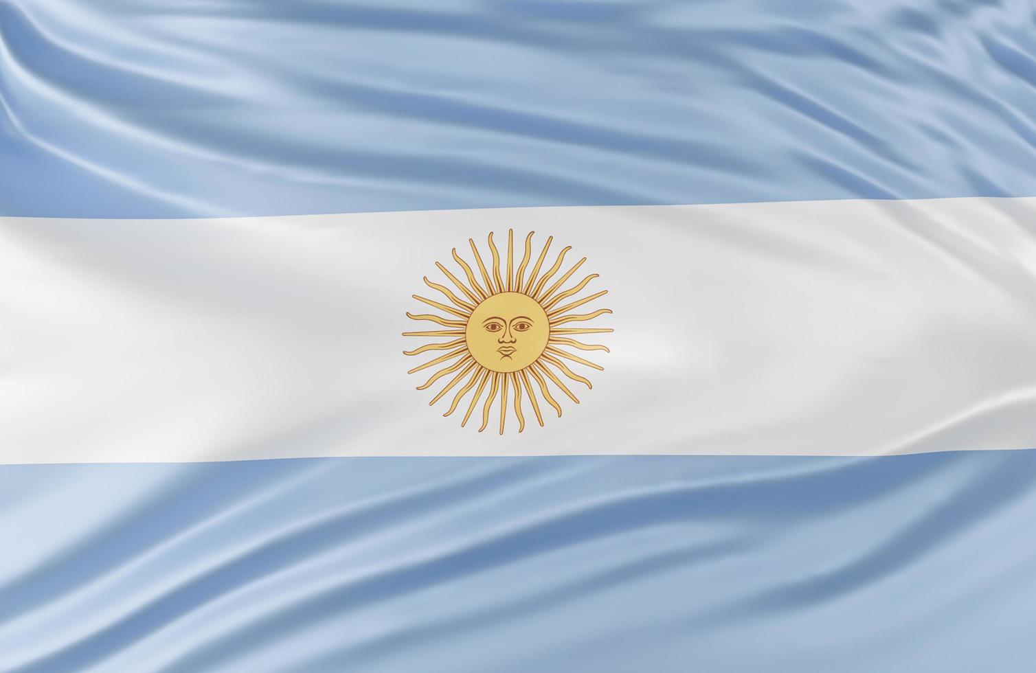 hermosa ola de la bandera argentina de cerca en el fondo de la pancarta con espacio de copia, modelo 3d e ilustración. foto