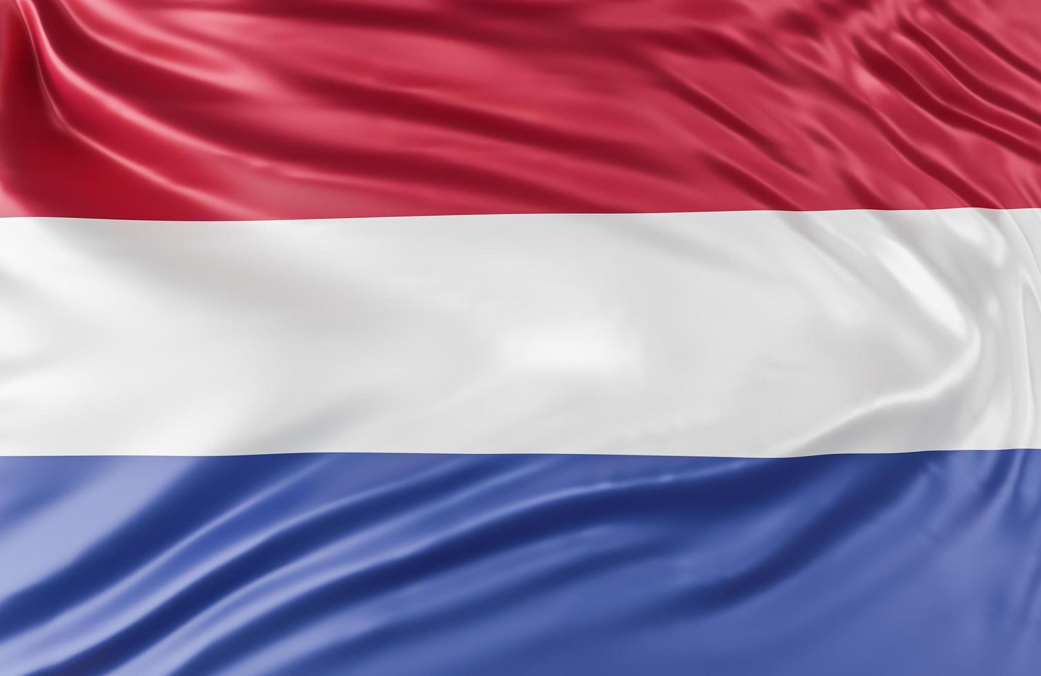 Beautiful Netherlands Flag Wave Close Up on banner background with copy space.,3d model and illustration. photo