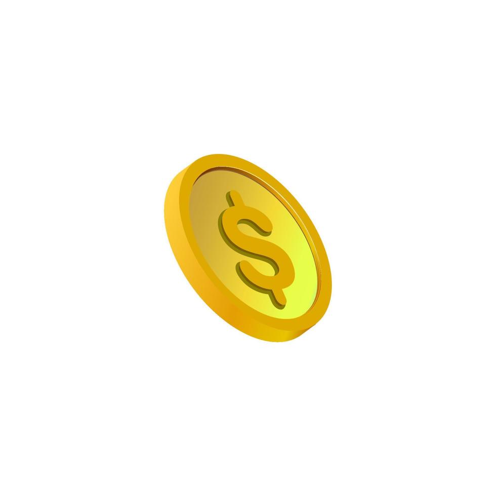 Golden coin on a white background. Vector Illustration Eps10