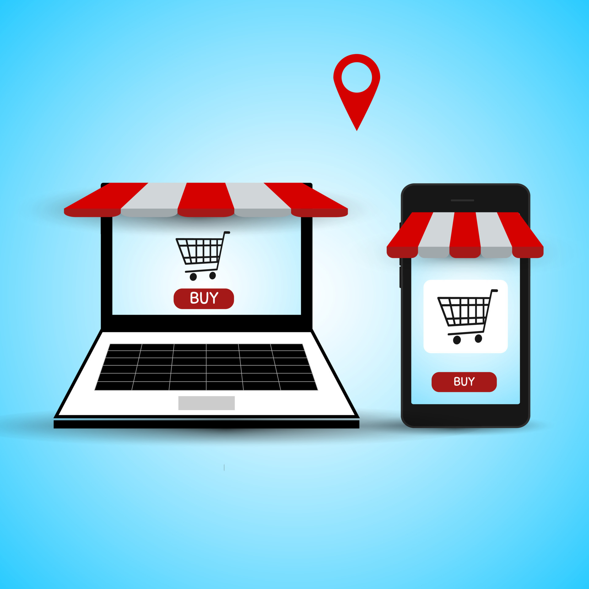 Online store, smartphones and laptop computers online shopping, digital