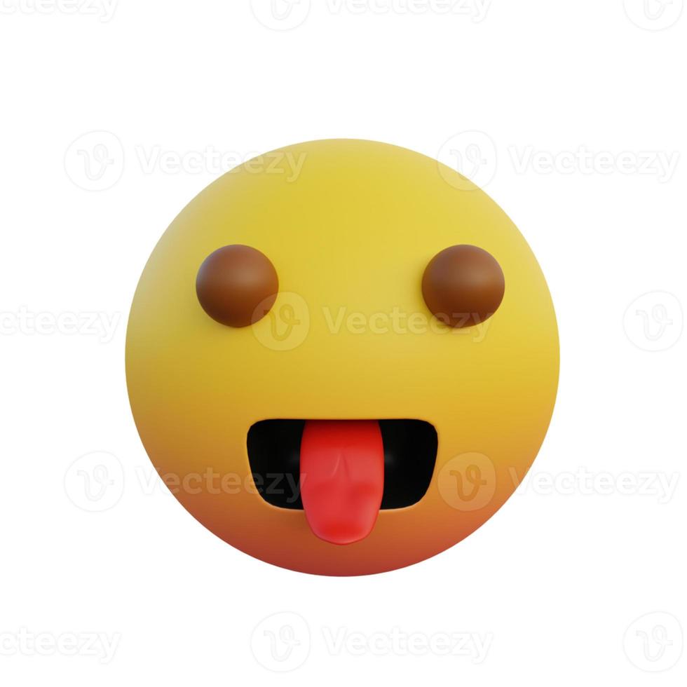 3d illustration mocking face emoticon sticking out tongue photo