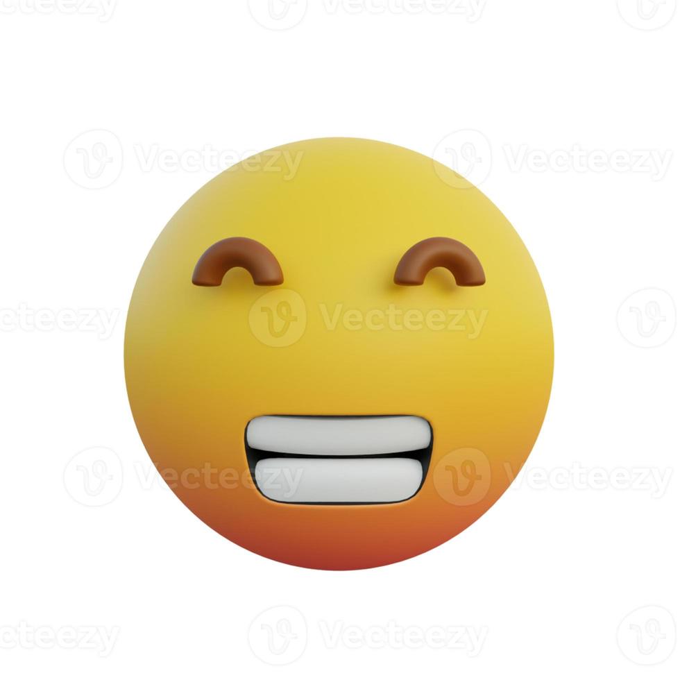 3d illustration Emoticon expression Radiant Face with Closed Eyes photo