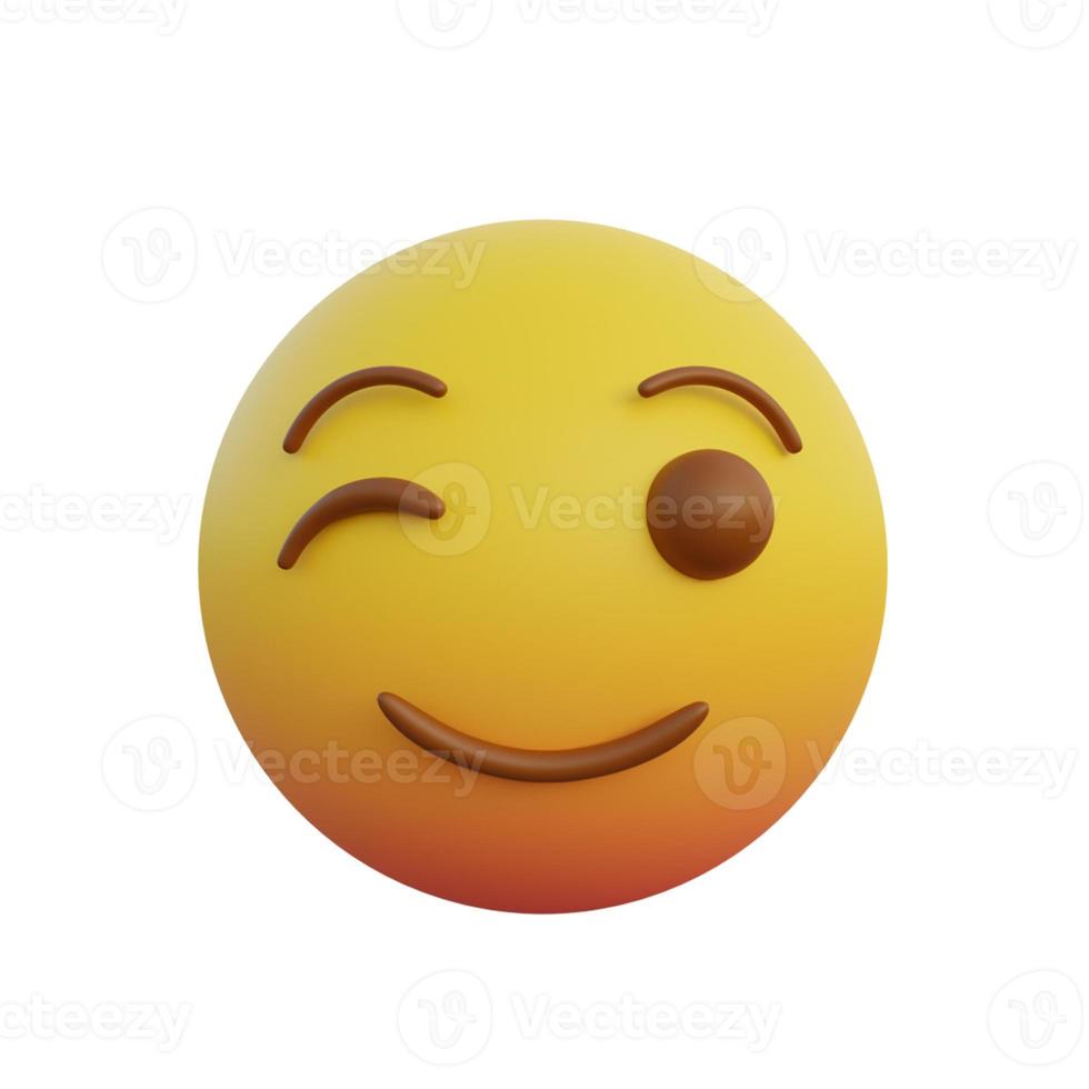 3d illustration emoticon smiling expression while blinking flirtatious photo