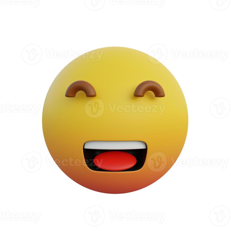 3d illustration laughing expression emoticon With eyes closed photo