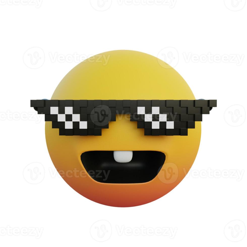 3d illustration laughing emoticon wearing glasses like a boss and bunny teeth photo