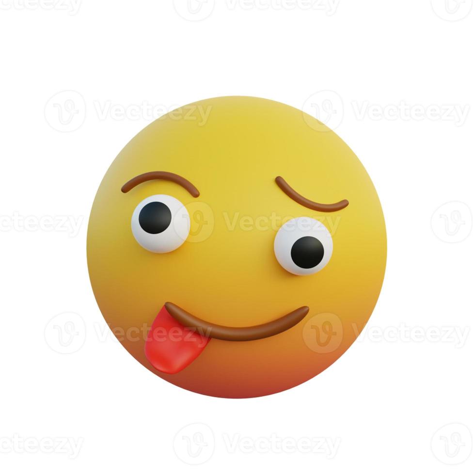 3d illustration Emoticon expression silly face sticking out tongue photo