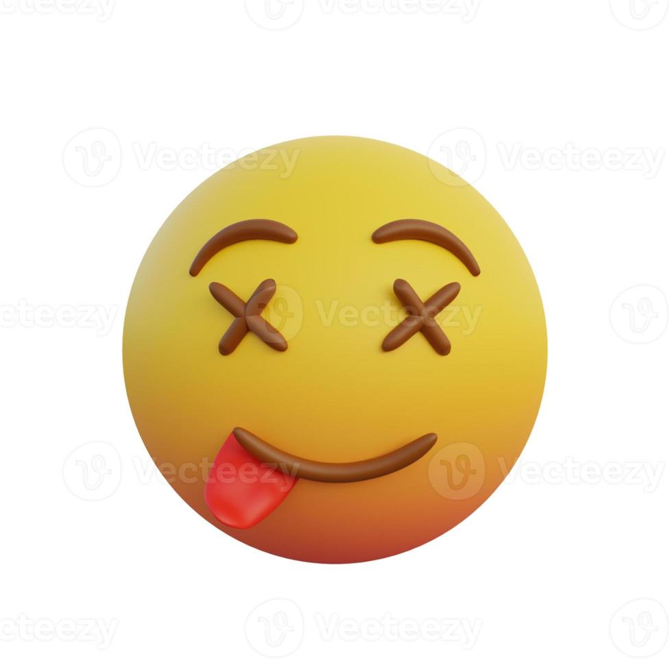 3d illustration Emoticon expression dead face and sticking out tongue photo