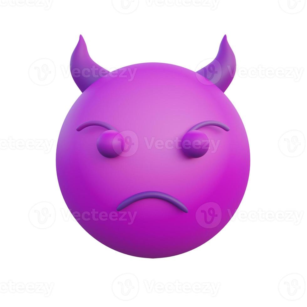 Ilustración 3d emoticono expresión hosca cara de diablo foto