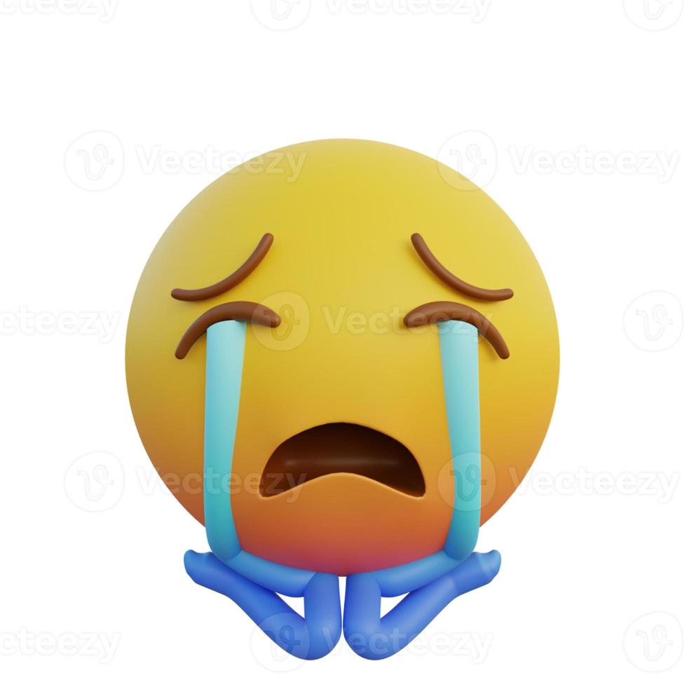 3d illustration Emoticon expression loudly crying face photo