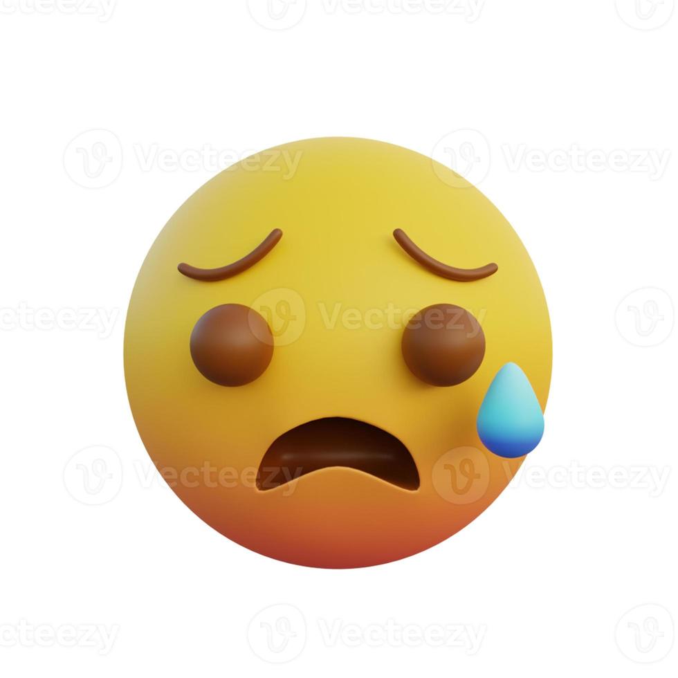 3d illustration Emoticon expression disappointed but relieved face with cold sweat photo