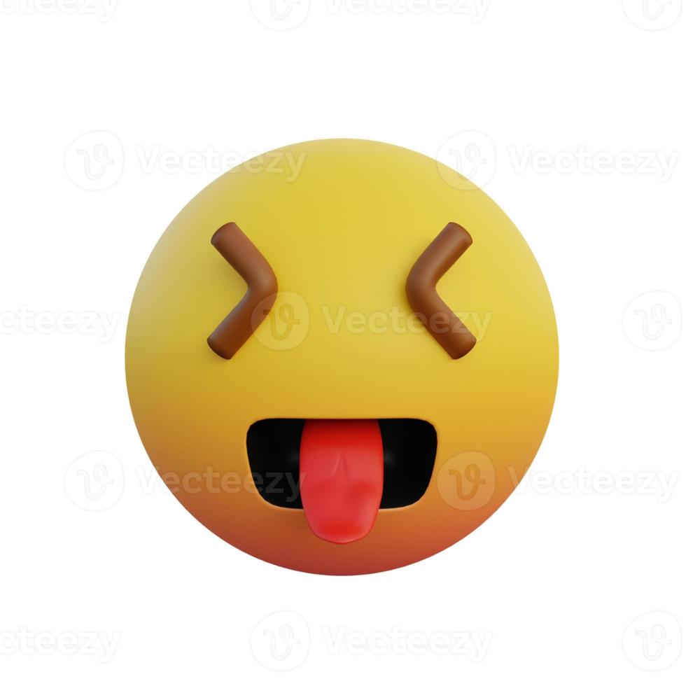 3d illustration laughing face emoticon sticking out tongue photo