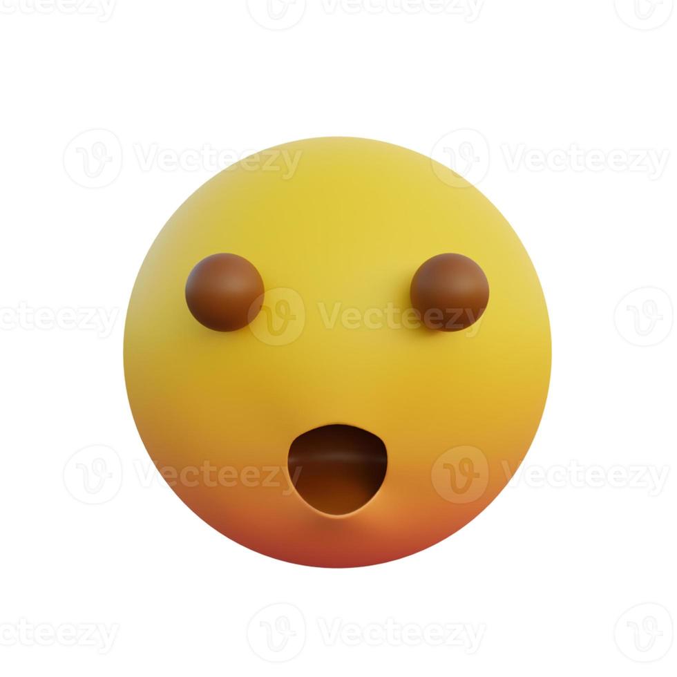 3d illustration Emoticon expression surprised face with open mouth photo