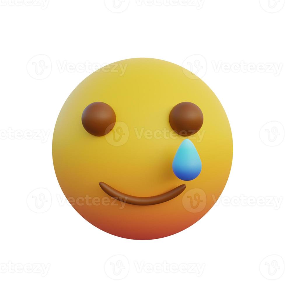 Emoticon de ilustración 3d pequeña expresión sonriente y lágrimas foto