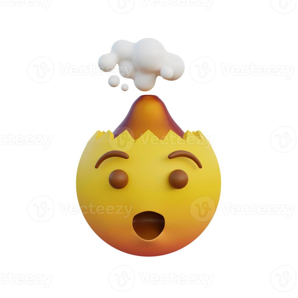3d illustration Emoticon expression mind blown or head explosion photo