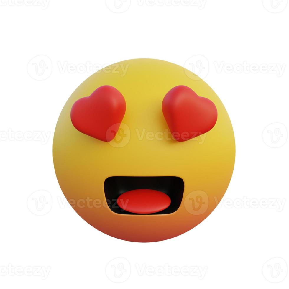 3d illustration emoticon face full of love photo