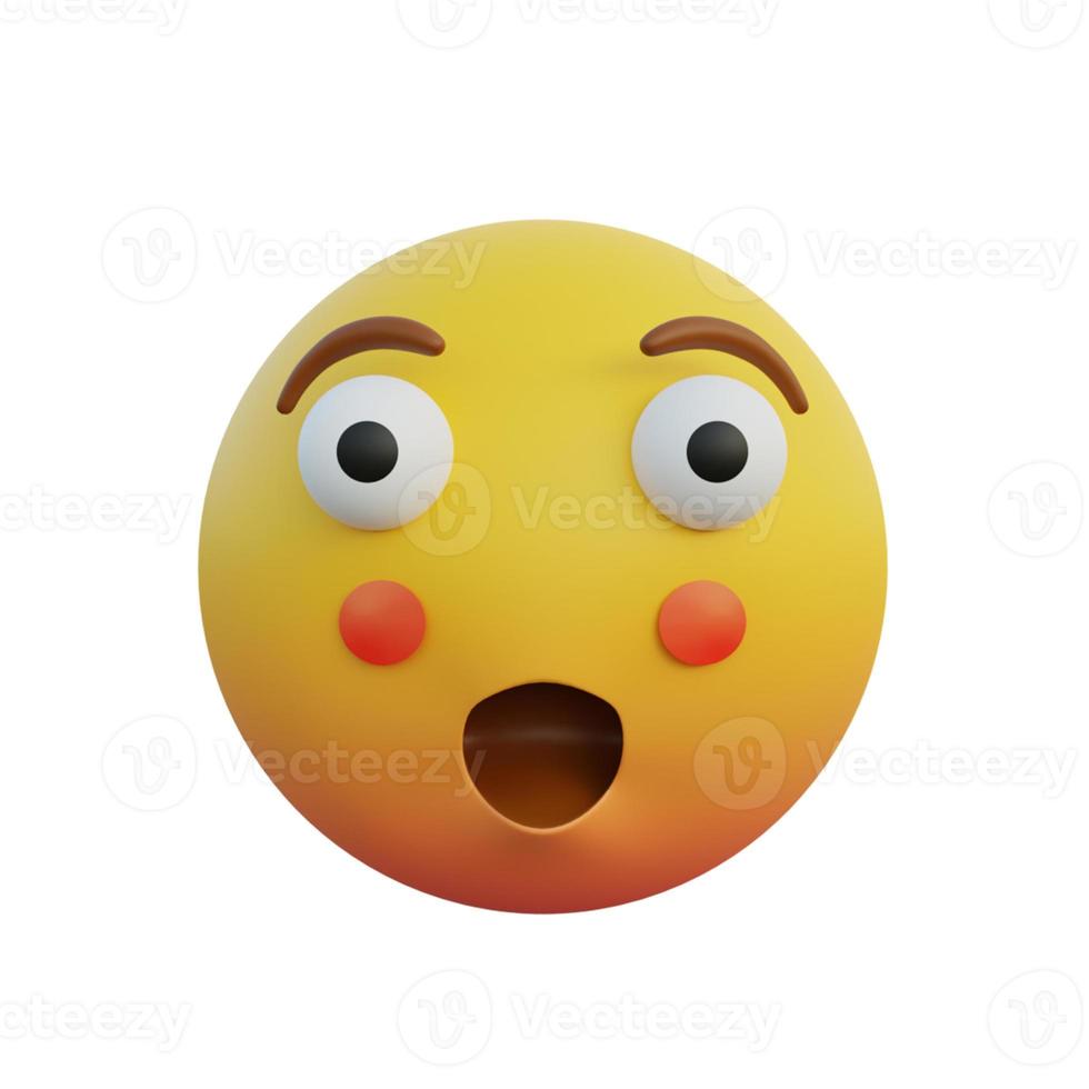 3d illustration Emoticon expression shocked face bulging eyes photo