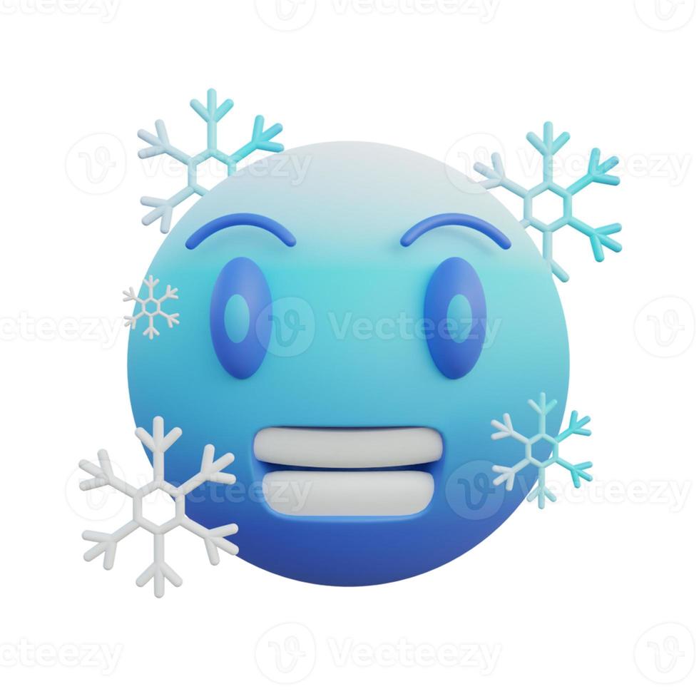 3d illustration Emoticon expression cold freezing face photo
