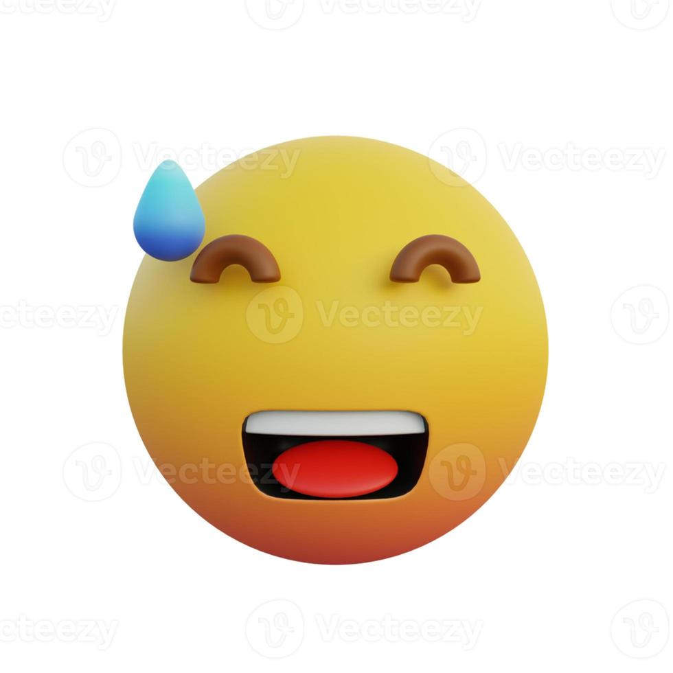 3d illustration Emoticon smiling expression but sweating photo