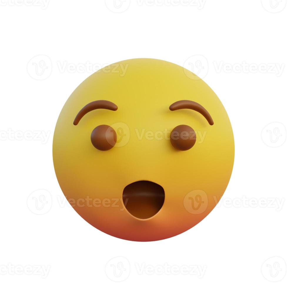 3d illustration Emoticon expression surprised face with open mouth photo