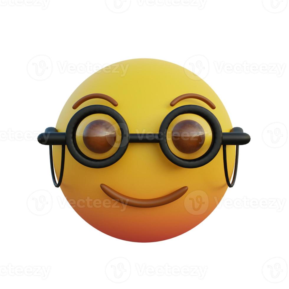 Emoticono de anciano de ilustración 3d con gafas redondas transparentes foto