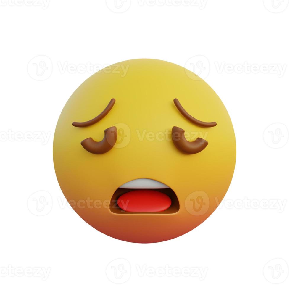 3d illustration Emoticon expression weary face photo
