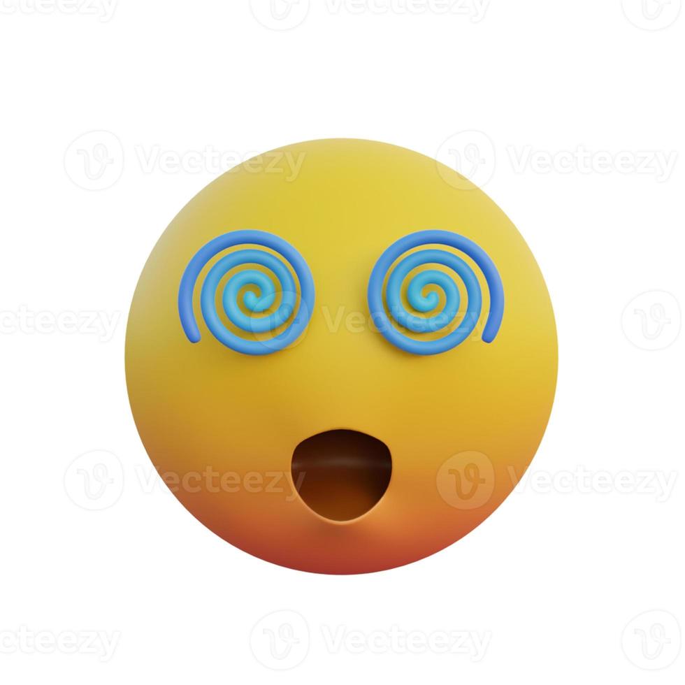 3d illustration Emoticon expression Dizzy face photo