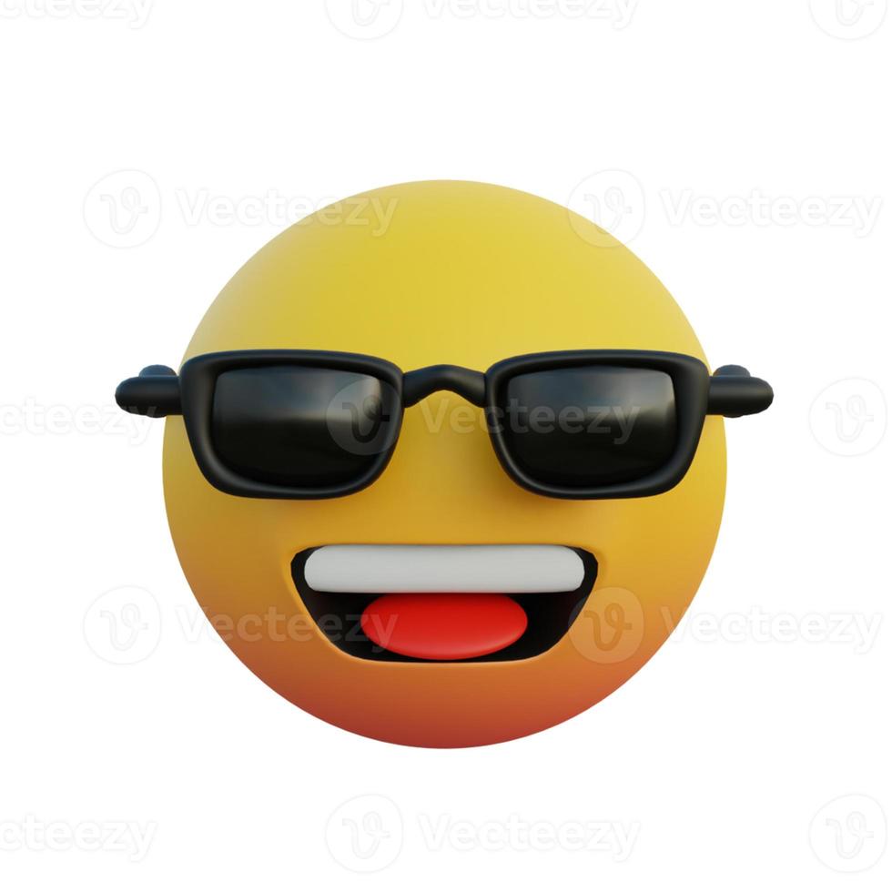 Emoticon de cara de risa de ilustración 3d con gafas de sol foto