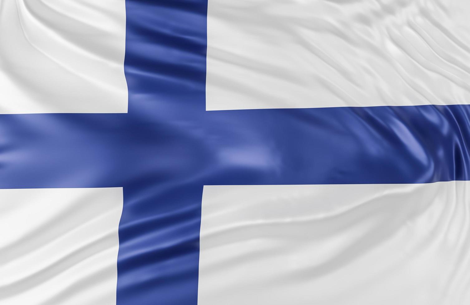 Beautiful Finland Flag Wave Close Up on banner background with copy space.,3d model and illustration. photo