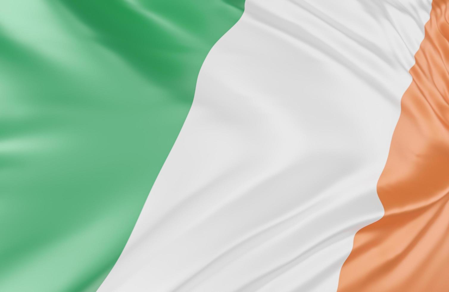 Beautiful Ireland Flag Wave Close Up on banner background with copy space.,3d model and illustration. photo