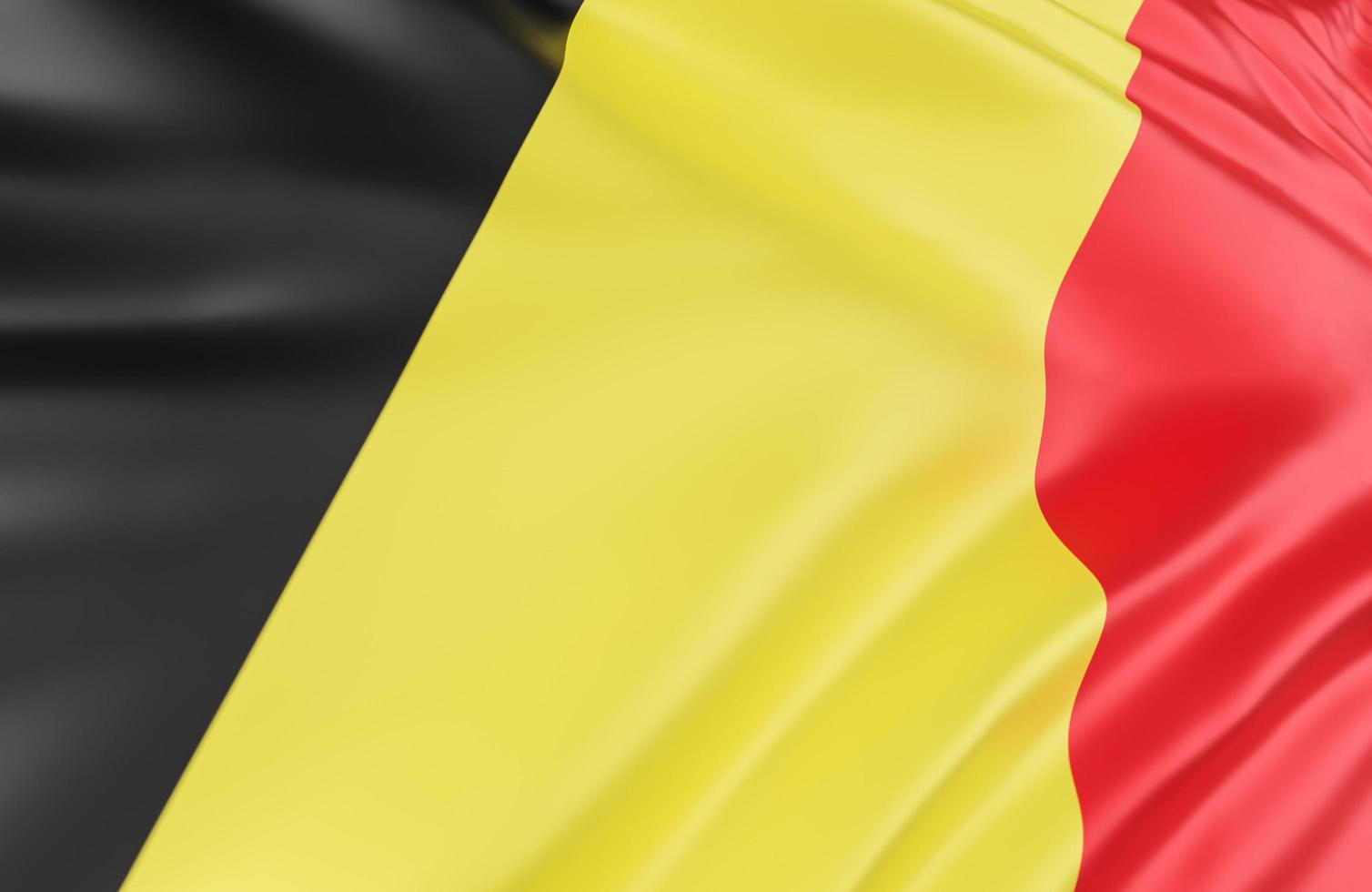 Beautiful Belgium Flag Wave Close Up on banner background with copy space.,3d model and illustration. photo