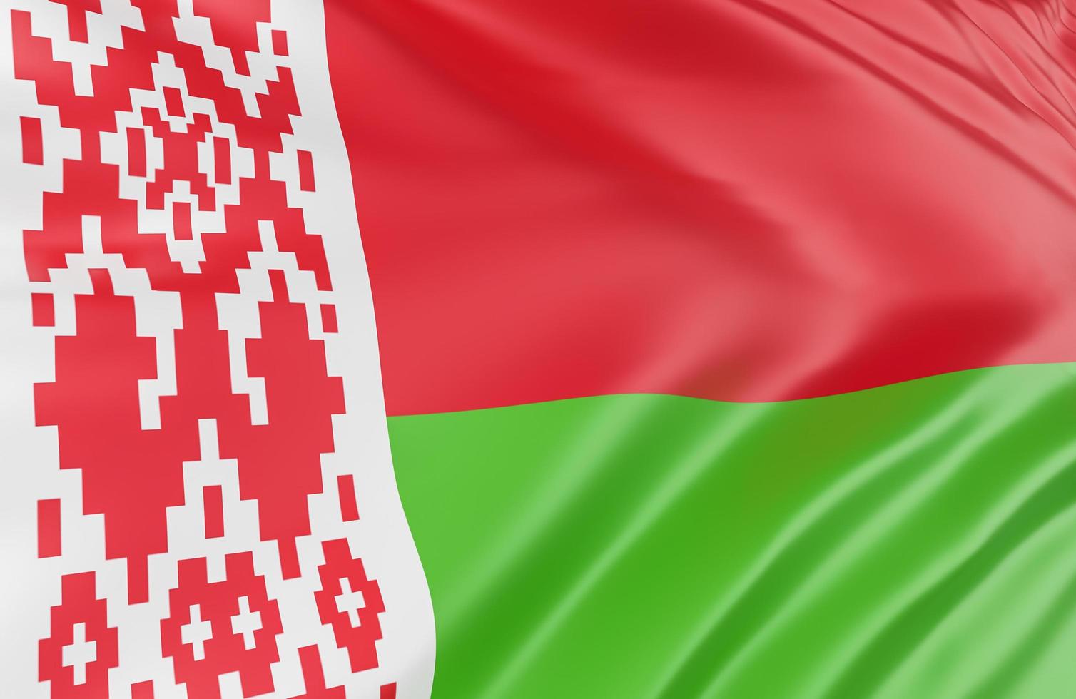 Beautiful Belarus Flag Wave Close Up on banner background with copy space.,3d model and illustration. photo
