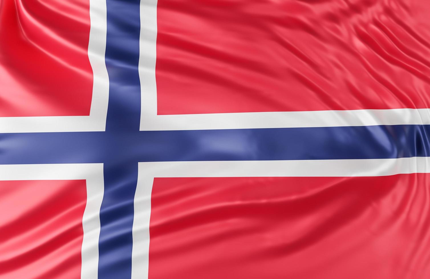 Beautiful Norway Flag Wave Close Up on banner background with copy space.,3d model and illustration. photo