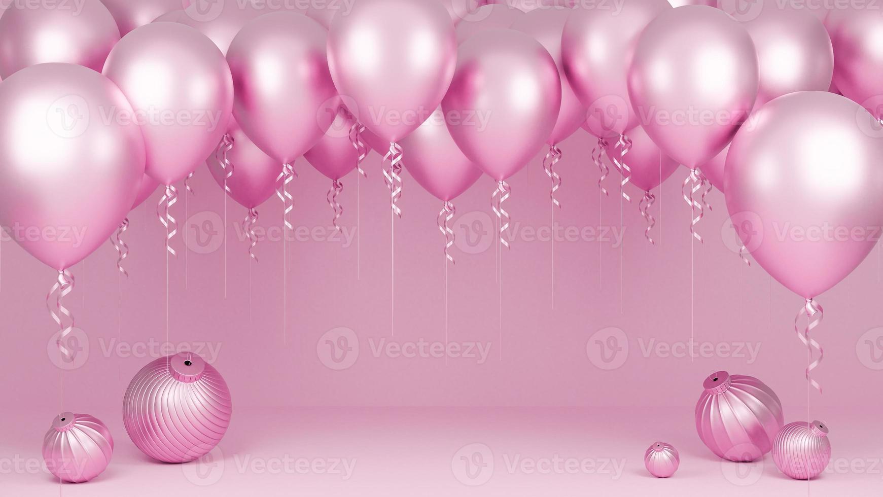 globos rosas flotando en fondo rosa pastel.fiesta de cumpleaños y concepto  de año nuevo. modelo 3d e ilustración. 6860715 Foto de stock en Vecteezy