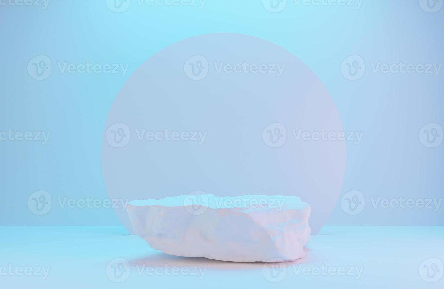 White stone podium for product presentation on white wall with lighting background luxury style.,3d model and illustration. photo